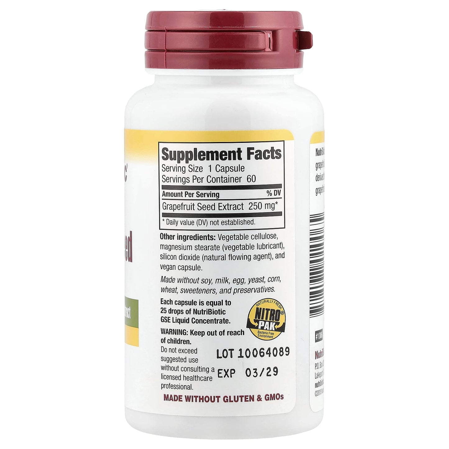 NutriBiotic, Grapefruit Seed Extract, Maximum Strength, 250 mg, 60 Capsules - Image 2