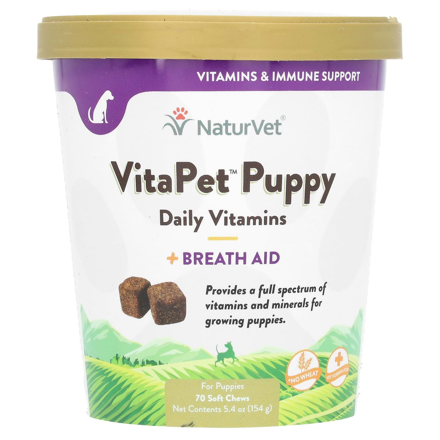 NaturVet, VitaPet Puppy, Daily Vitamins + Breath Aid, For Puppies, 70 Soft Chews, 5.4 oz (154 g) - Image 1
