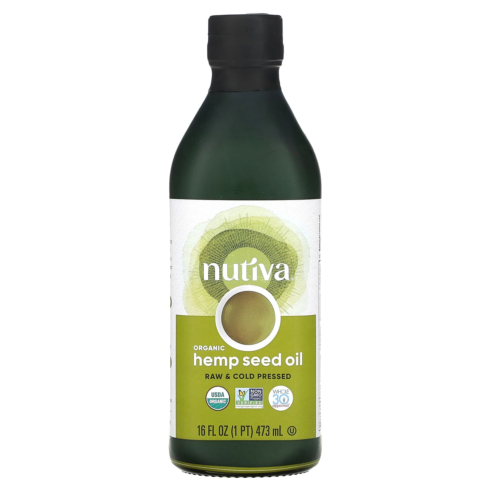 Nutiva, Organic Hemp Seed Oil, Cold Pressed, 16 fl oz (473 ml) - Image 1