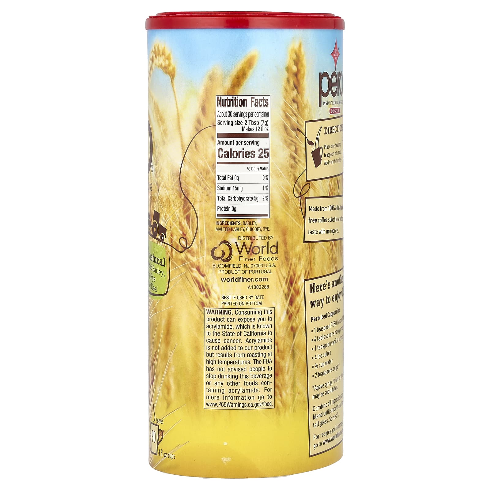 Pero, Instant Natural Beverage, Original, Caffeine Free, 7 oz (200 g)