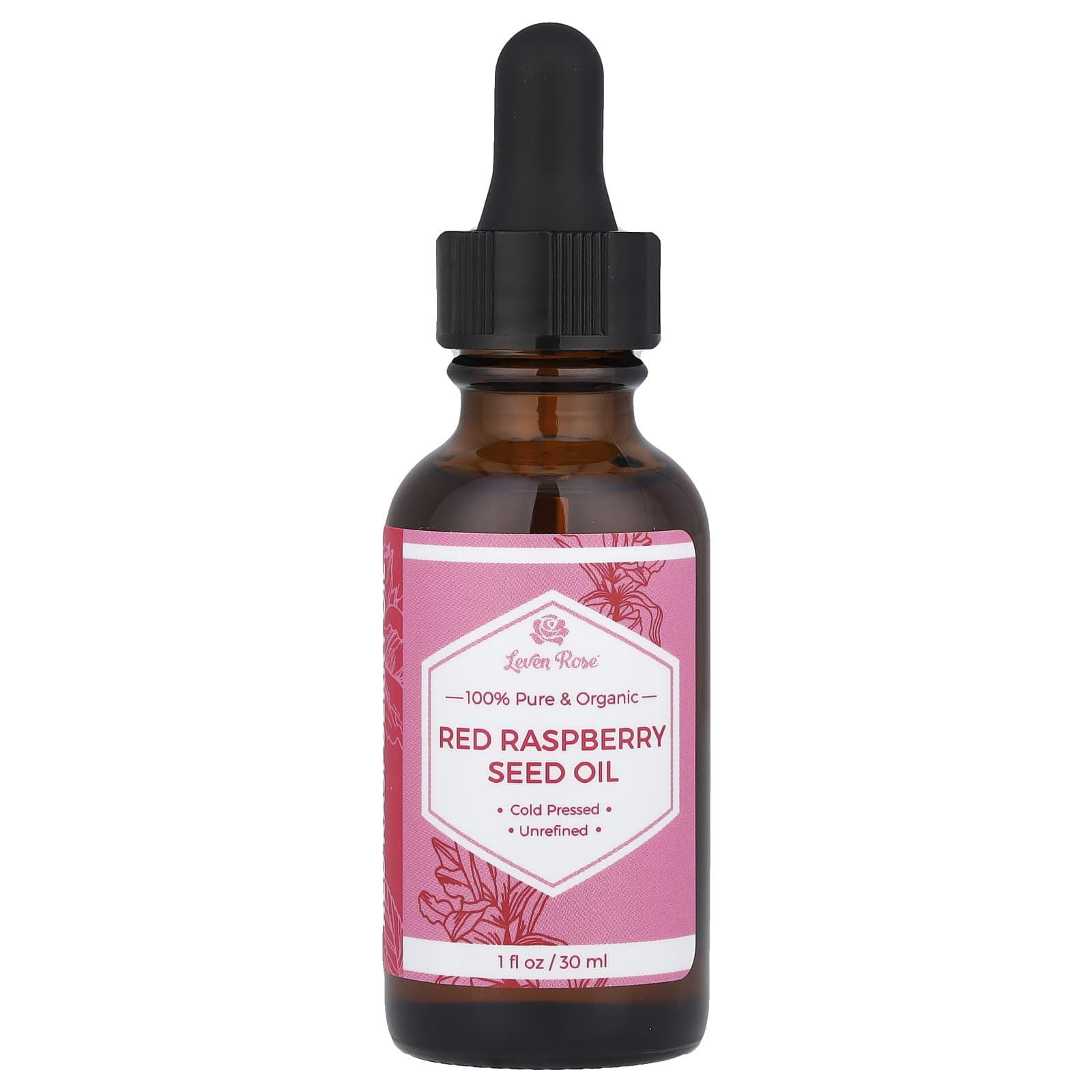 Leven Rose, 100% Pure & Organic, Red Raspberry Seed Oil, 1 fl oz (30 ml) - Image 1