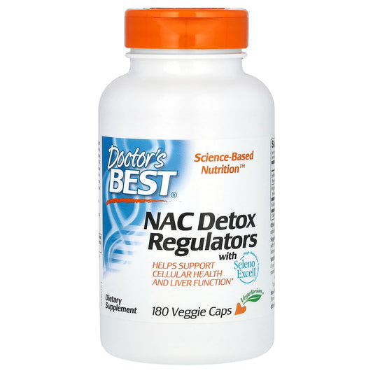 NAC Detox Regulators, Doctor's Best, 180 Veggie Capsules, Glutathione Support - Image 1