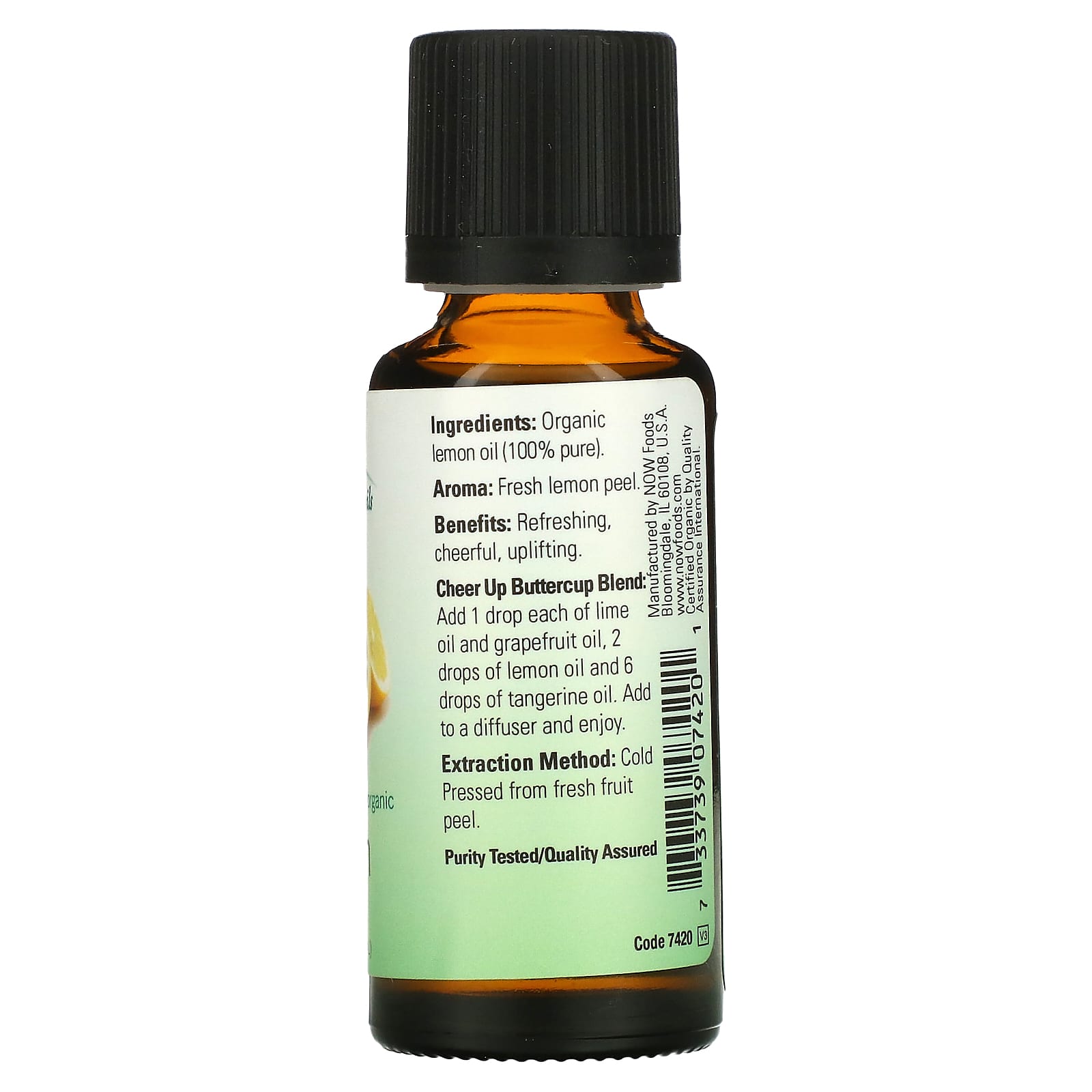 NOW Foods, Organic Essential Oils, Lemon, 1 fl oz (30 ml) - Image 2