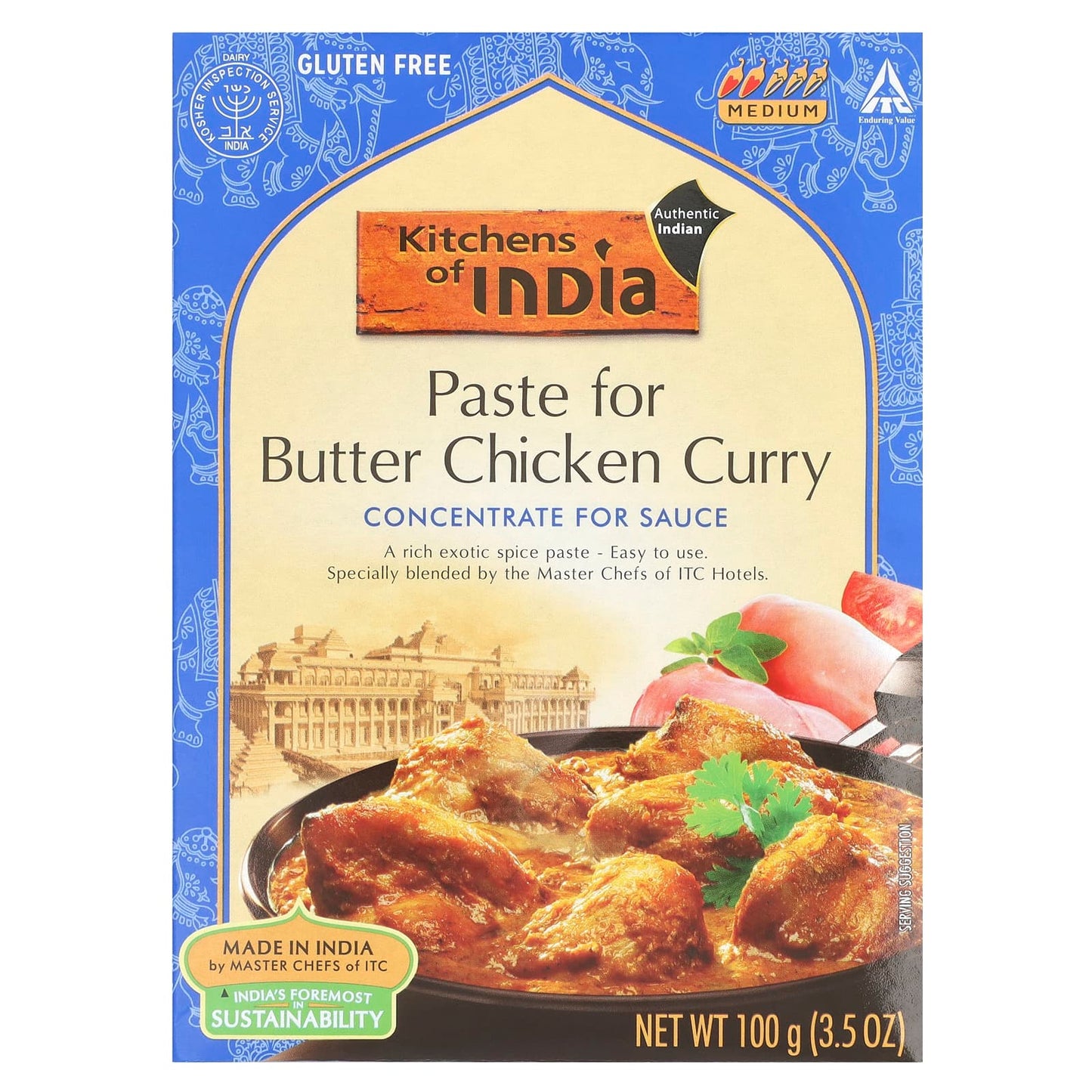 Kitchens of India, Paste For Butter Chicken Curry, Concentrate For Sauce, Medium, 3.5 oz (100 g) - Image 1