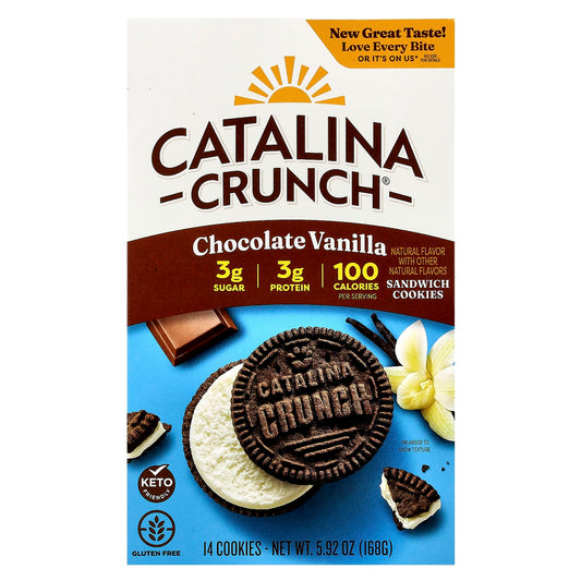 Keto Friendly Chocolate Vanilla Sandwich Cookies by Catalina Crunch - Image 1