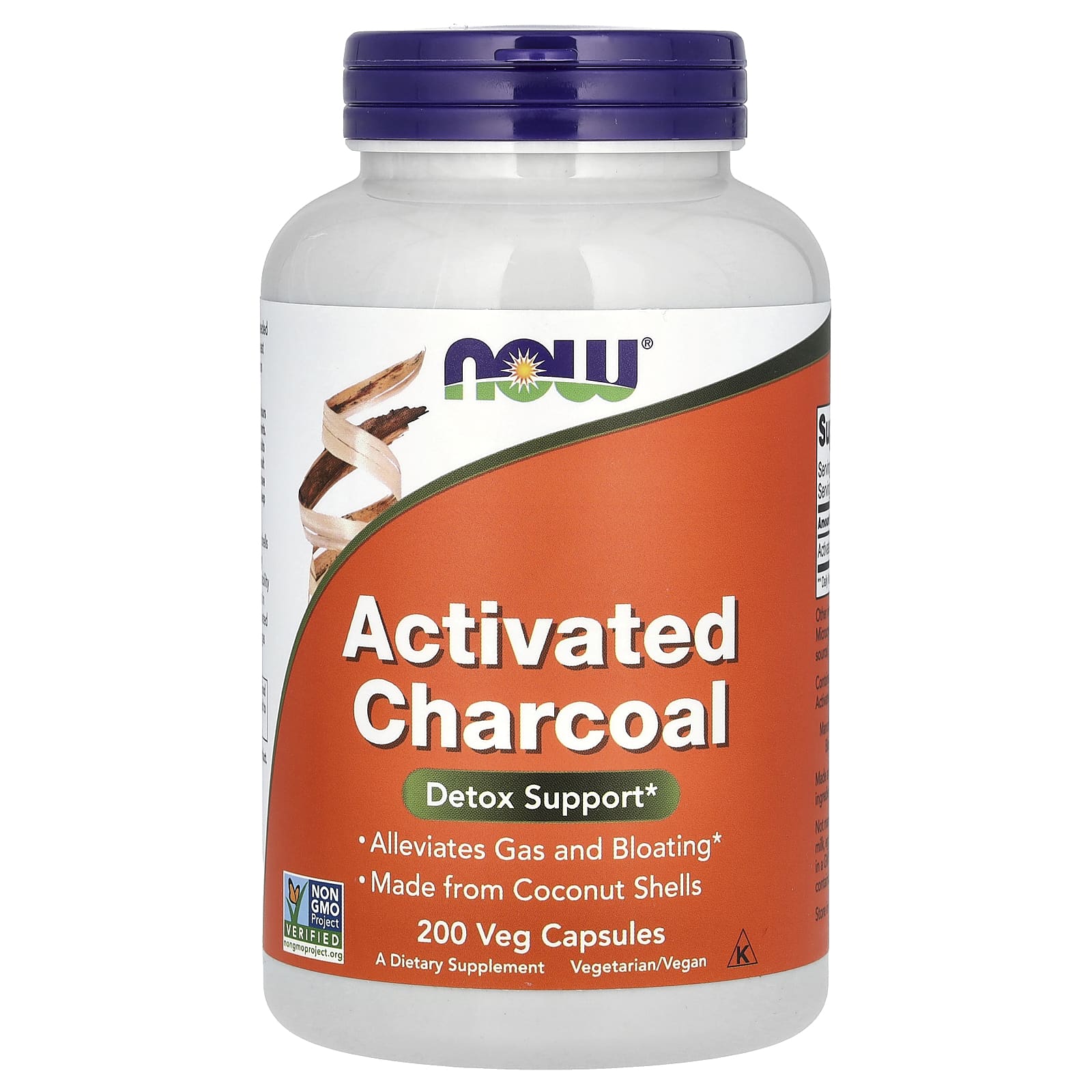 NOW Foods, Activated Charcoal, 200 Veg Capsules (280 mg per Capsule) - Image 1