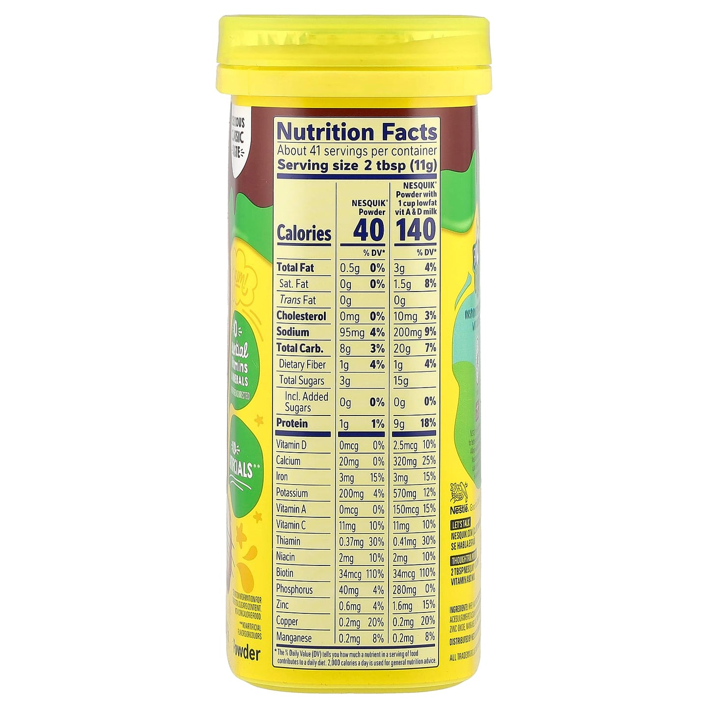 Nesquik, Nestle® Powder, Chocolate, No Sugar Added, 16 oz (453.5 g) - Image 2