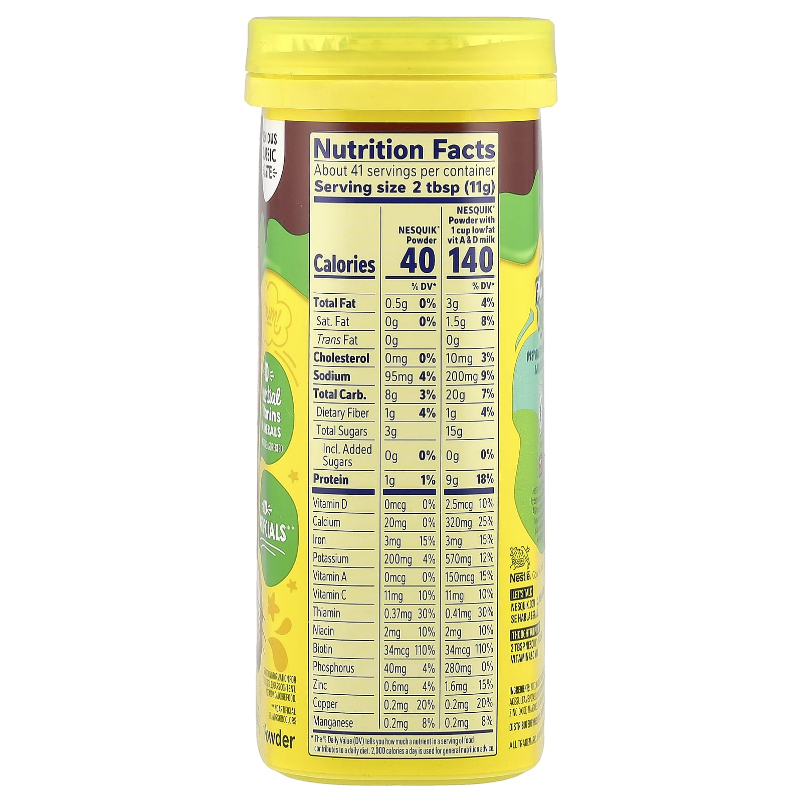 Nesquik, Nestle® Powder, Chocolate, No Sugar Added, 16 oz (453.5 g) - Image 2