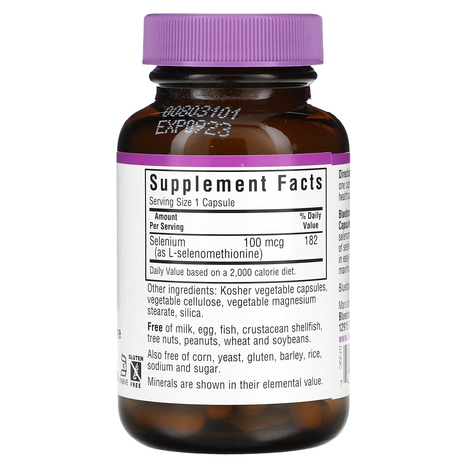 Bluebonnet Selenium Supplement 100mcg, 90 Veg Capsules - Image 2