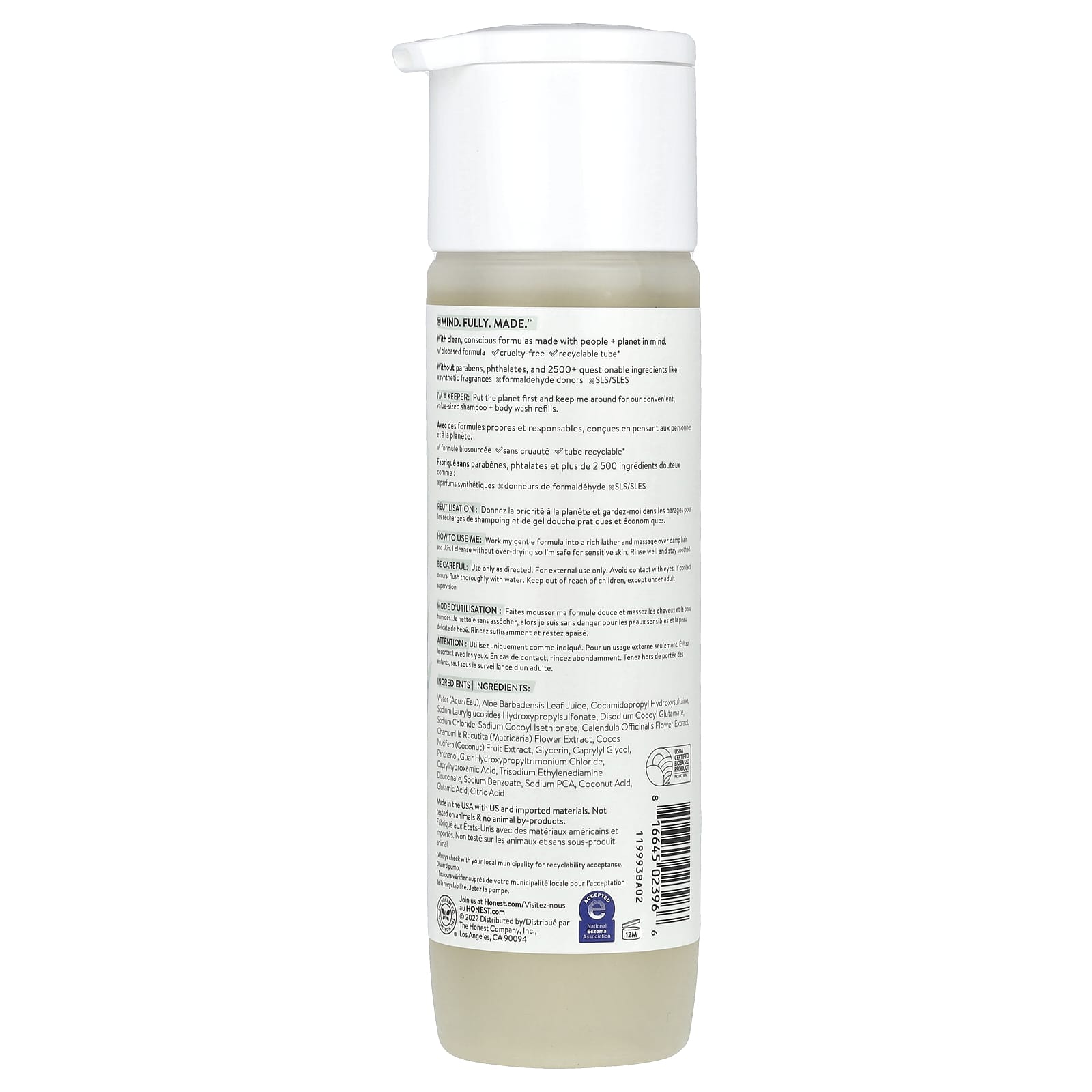 The Honest Company, Sensitive Shampoo + Body Wash, Fragrance Free, 10 fl oz (295 ml) - Image 2