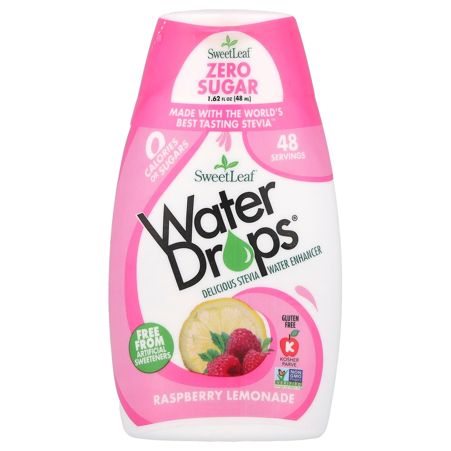 SweetLeaf Stevia, Water Drops®, Delicious Stevia Water Enhancer, Raspberry Lemonade, 1.62 fl oz (48 ml) - Image 1
