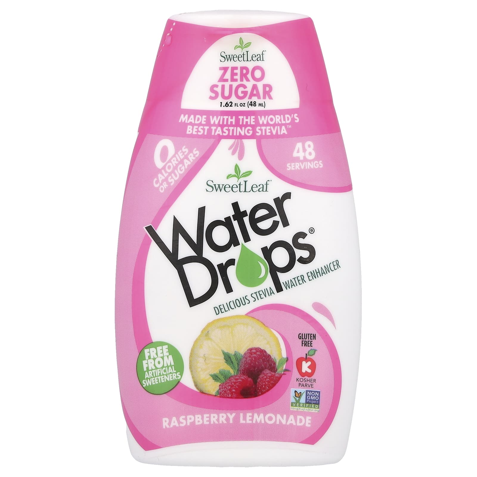 SweetLeaf Stevia, Water Drops®, Delicious Stevia Water Enhancer, Raspberry Lemonade, 1.62 fl oz (48 ml) - Image 1