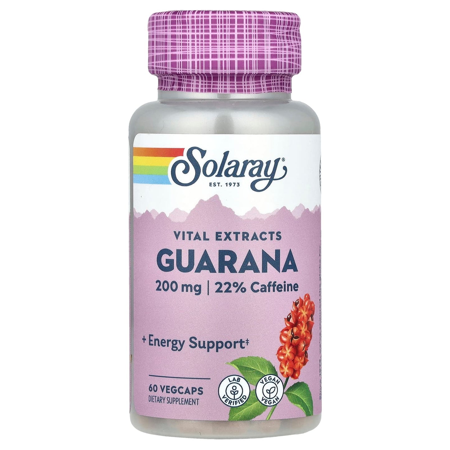 Solaray, Vital Extracts, Guarana, 60 Vegcaps - Image 1