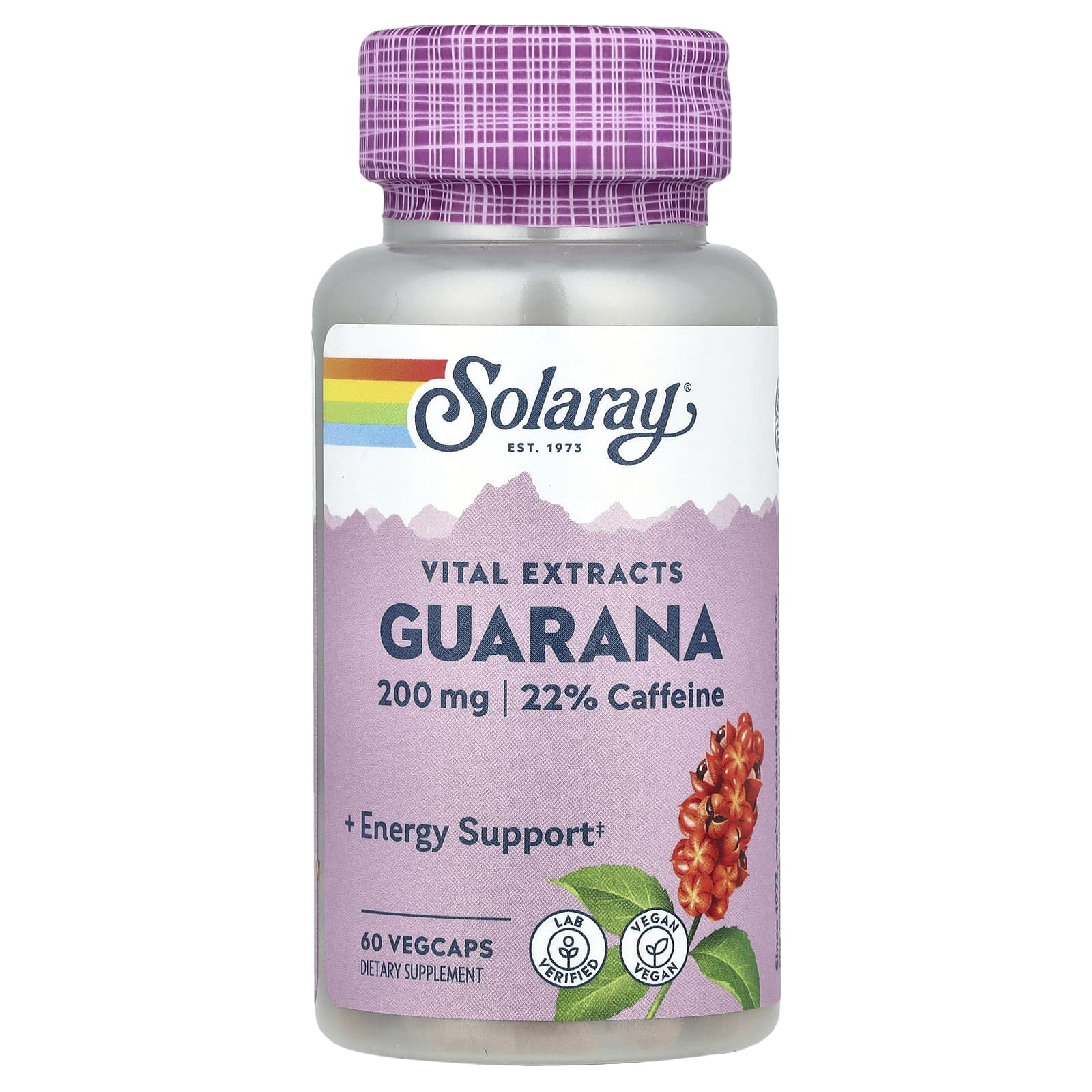 Solaray, Vital Extracts, Guarana, 60 Vegcaps - Image 1