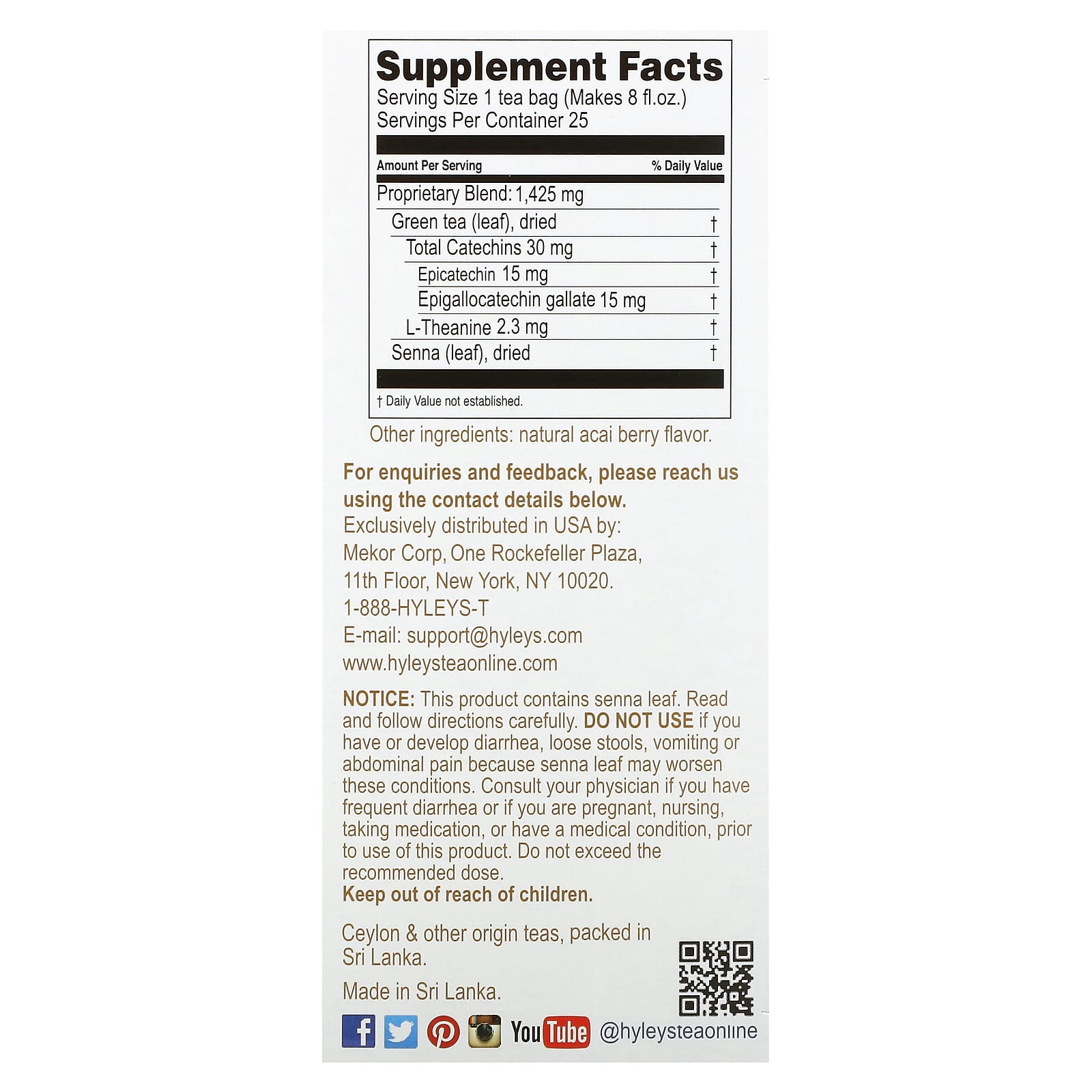 Acai Berry Weight Loss Tea for Slimming - 25 Tea Bags by Hyleys Tea - Image 2
