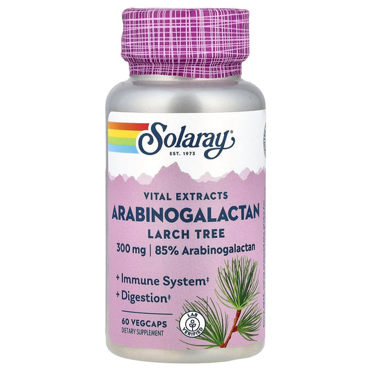 Solaray, Vital Extracts, Arabinogalactan, Larch Tree, 300 mg, 60 Vegcaps - Image 1