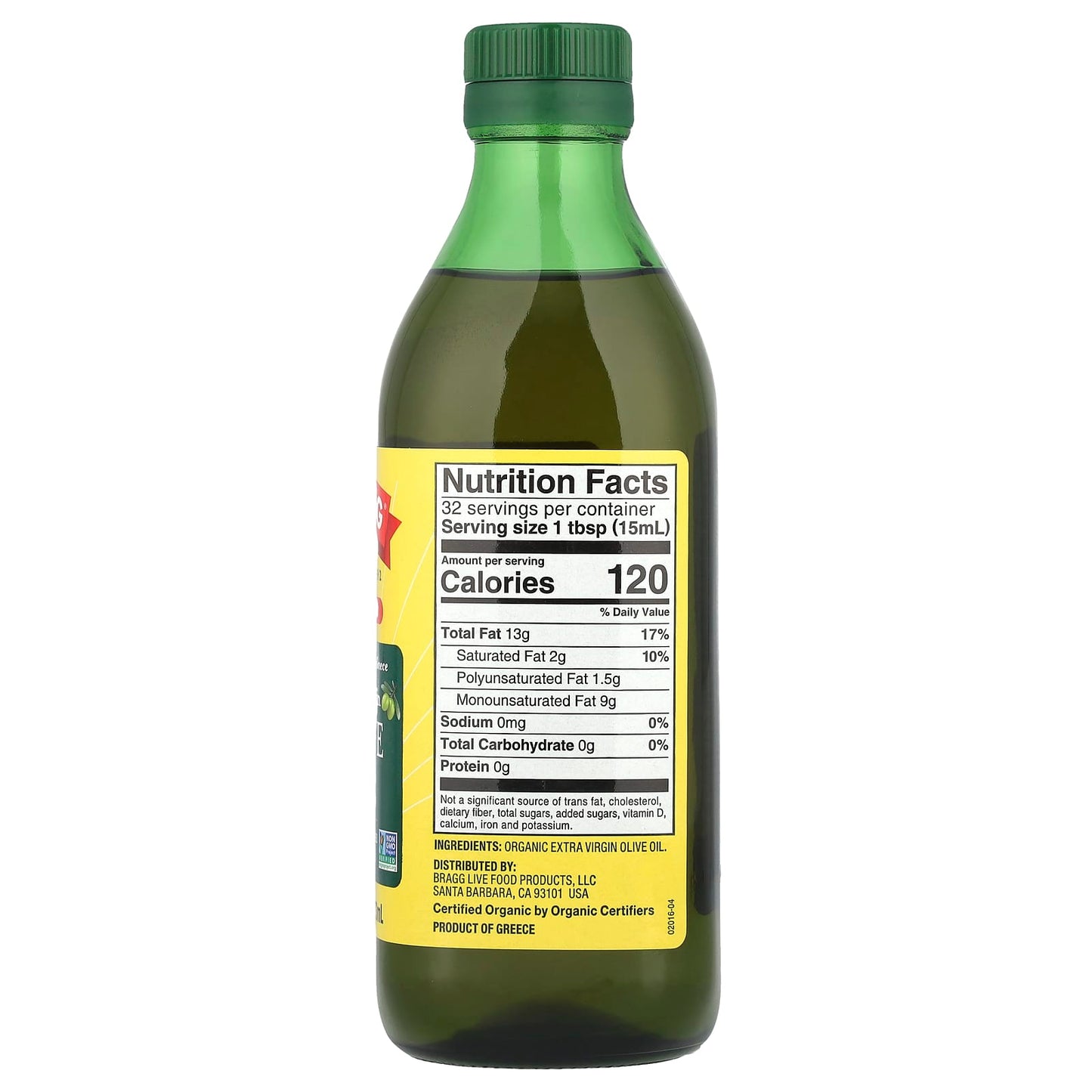 Bragg Greek Organic Extra Virgin Olive Oil, 16 fl oz - Image 2