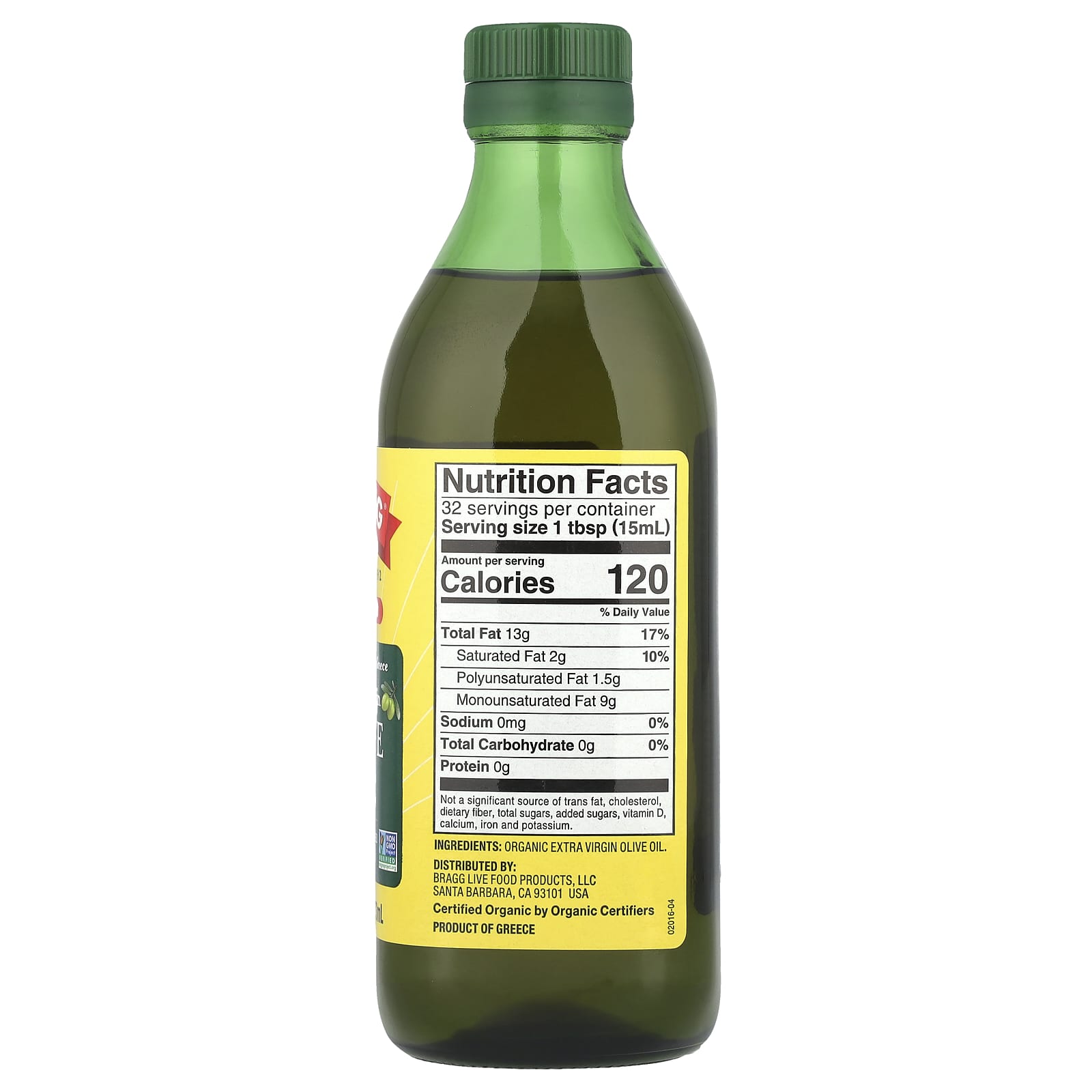 Bragg Greek Organic Extra Virgin Olive Oil, 16 fl oz - Image 2
