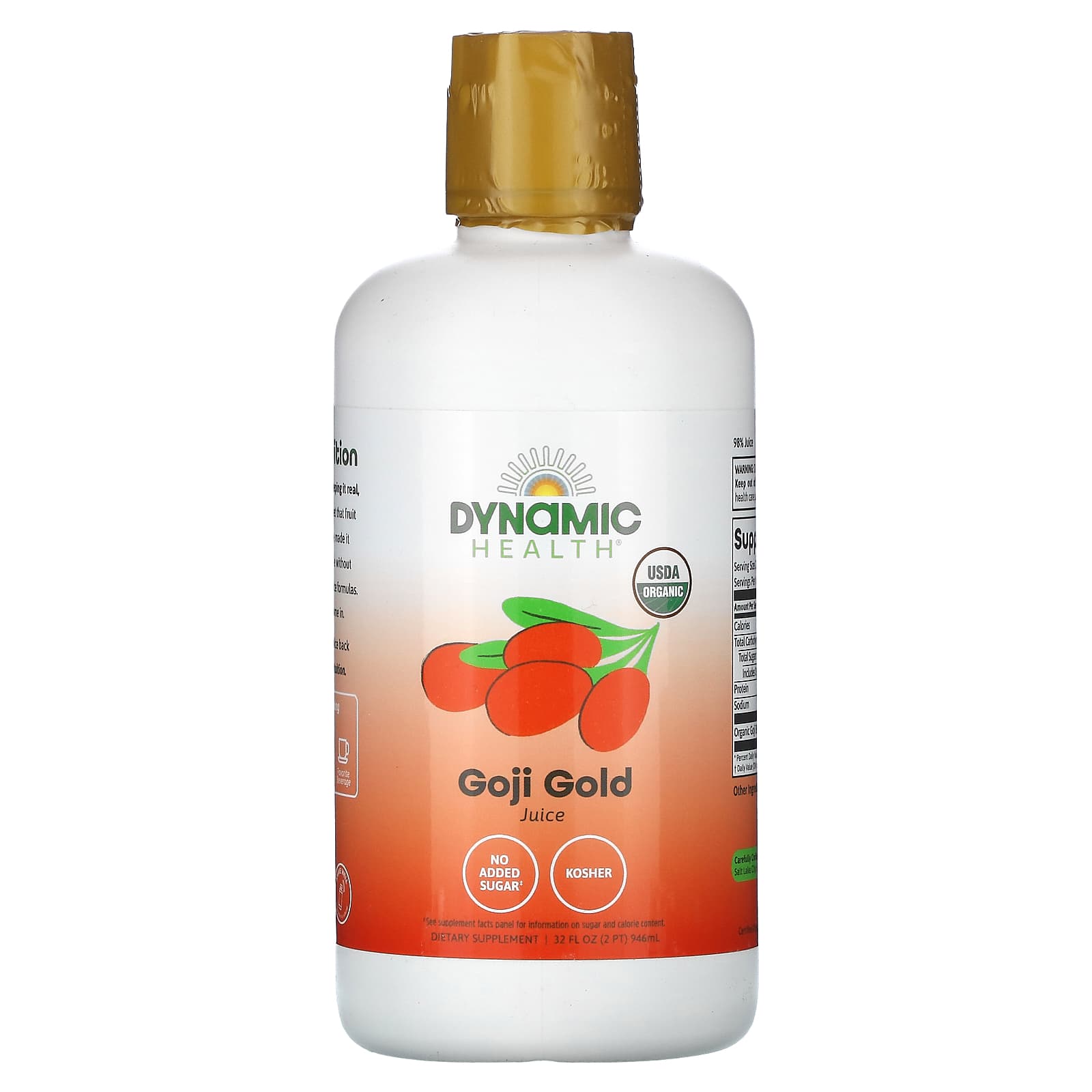 USDA Organic Goji Gold Juice 32 oz (946 ml) by Dynamic Health - Image 1