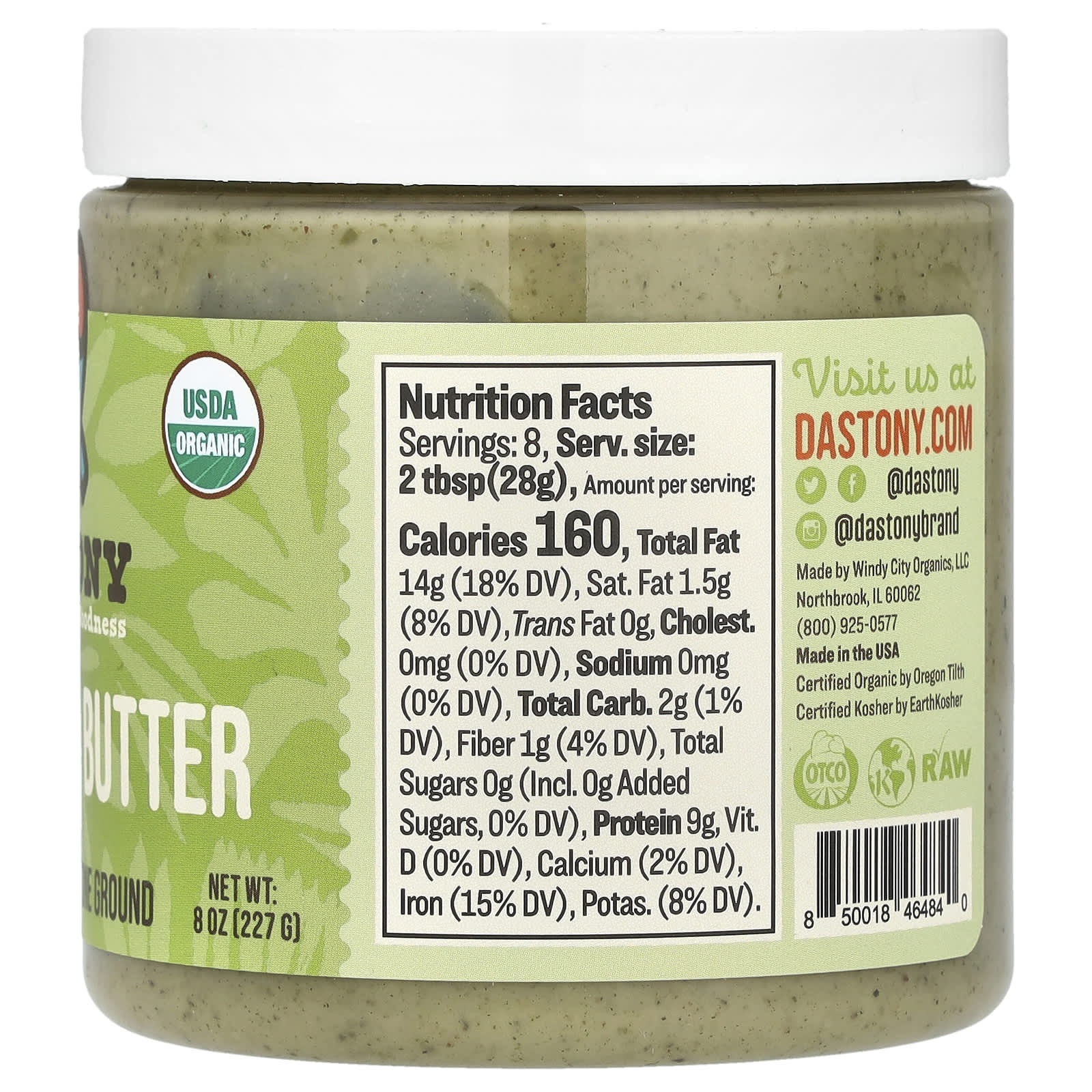 Dastony Organic Hemp Seed Butter, Ultra Smooth, 8 oz, USDA Certified - Image 2