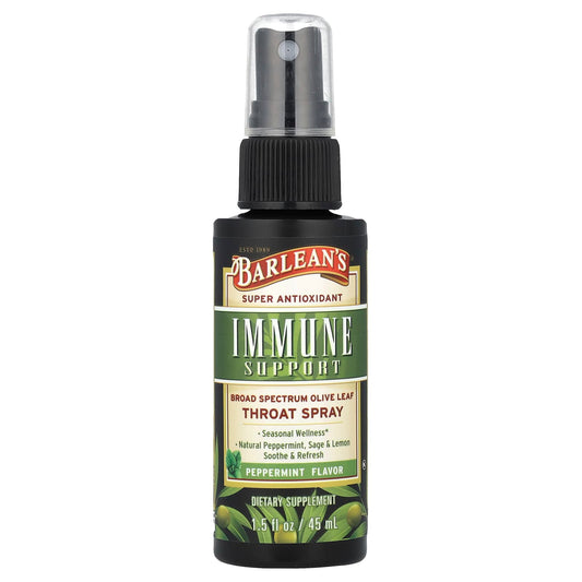 Barlean's Immune Support Olive Leaf Throat Spray, Peppermint, 45ml - Image 1