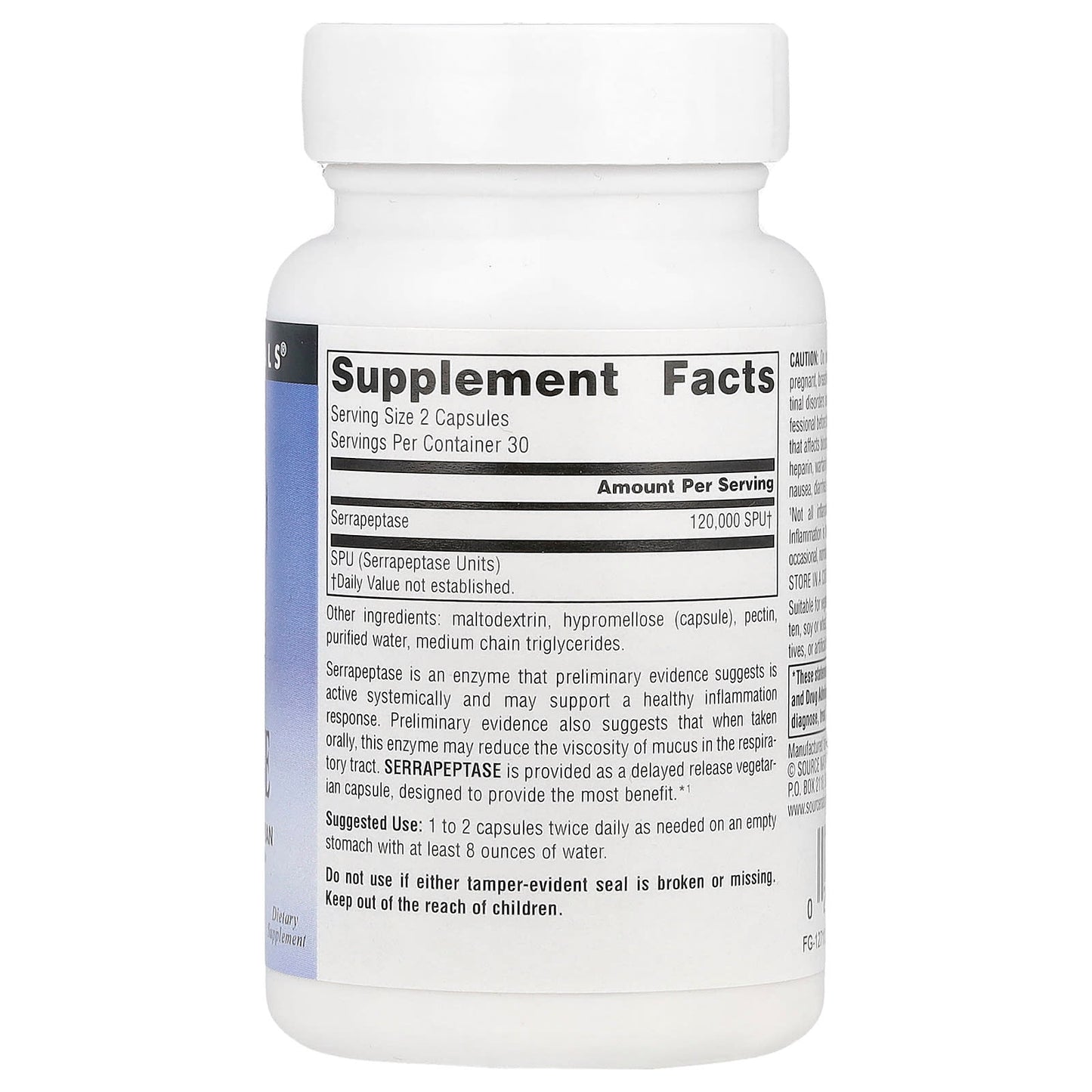 Source Naturals, Serrapeptase, 60 Capsules (60,000 SPU Per Capsule) - Image 2