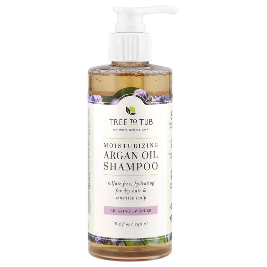 Tree To Tub, Moisturizing Argan Oil Shampoo, For Dry Hair & Sensitive Scalp, Relaxing Lavender, 8.5 fl oz (250 ml) - Image 1