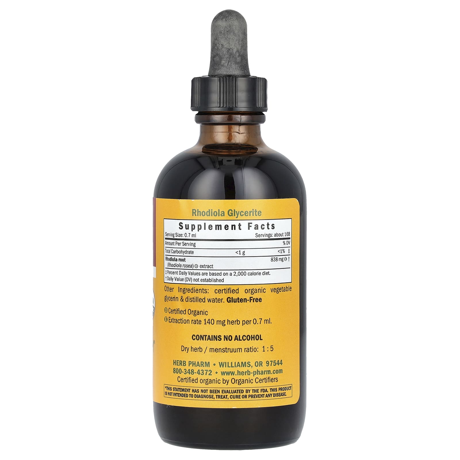 Rhodiola Rosea Energy & Vitality Supplement by Herb Pharm - 4 fl oz (120 ml) - Image 2