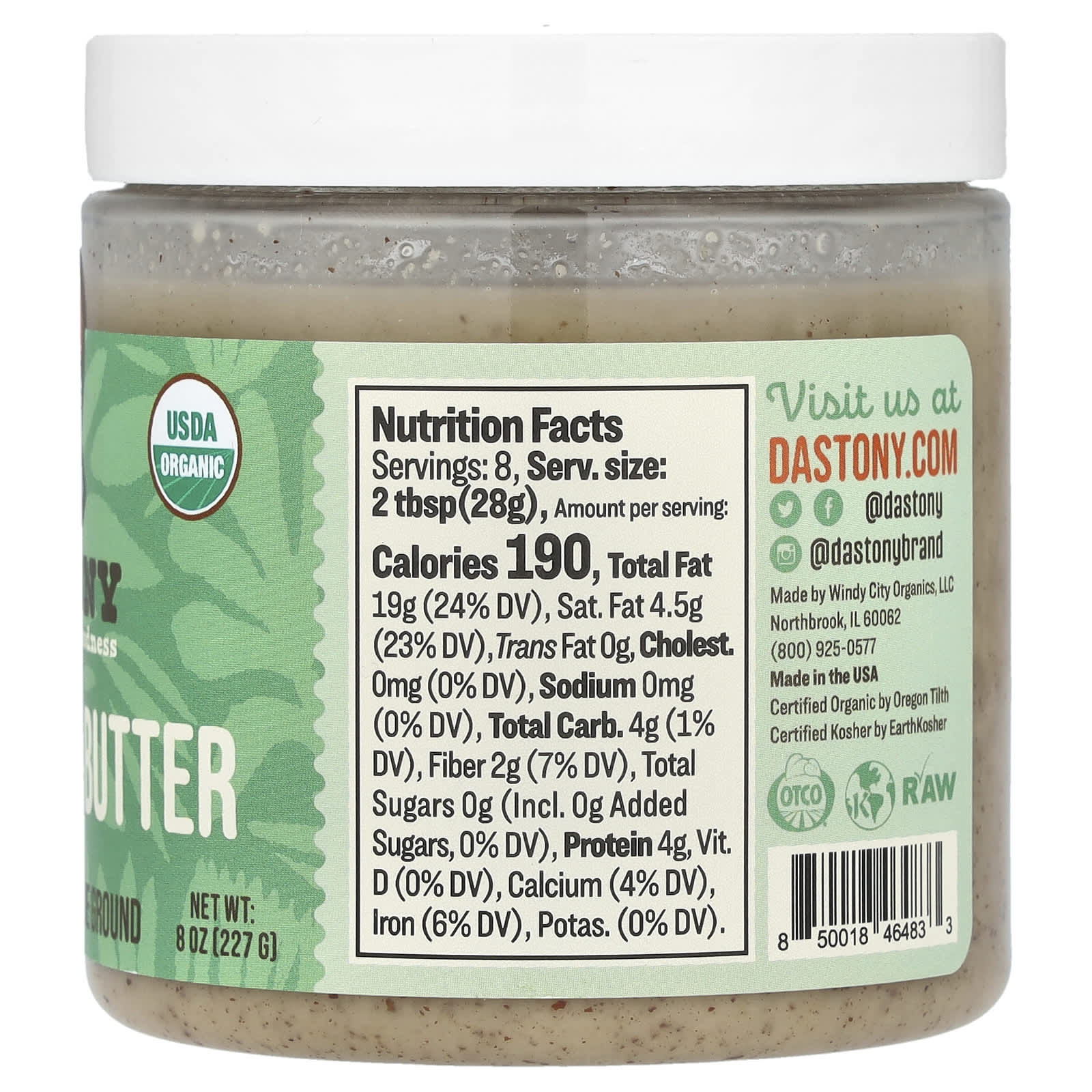 Dastony, Organic Brazil Nut Butter, Ultra Smooth, 8 oz (227 g)