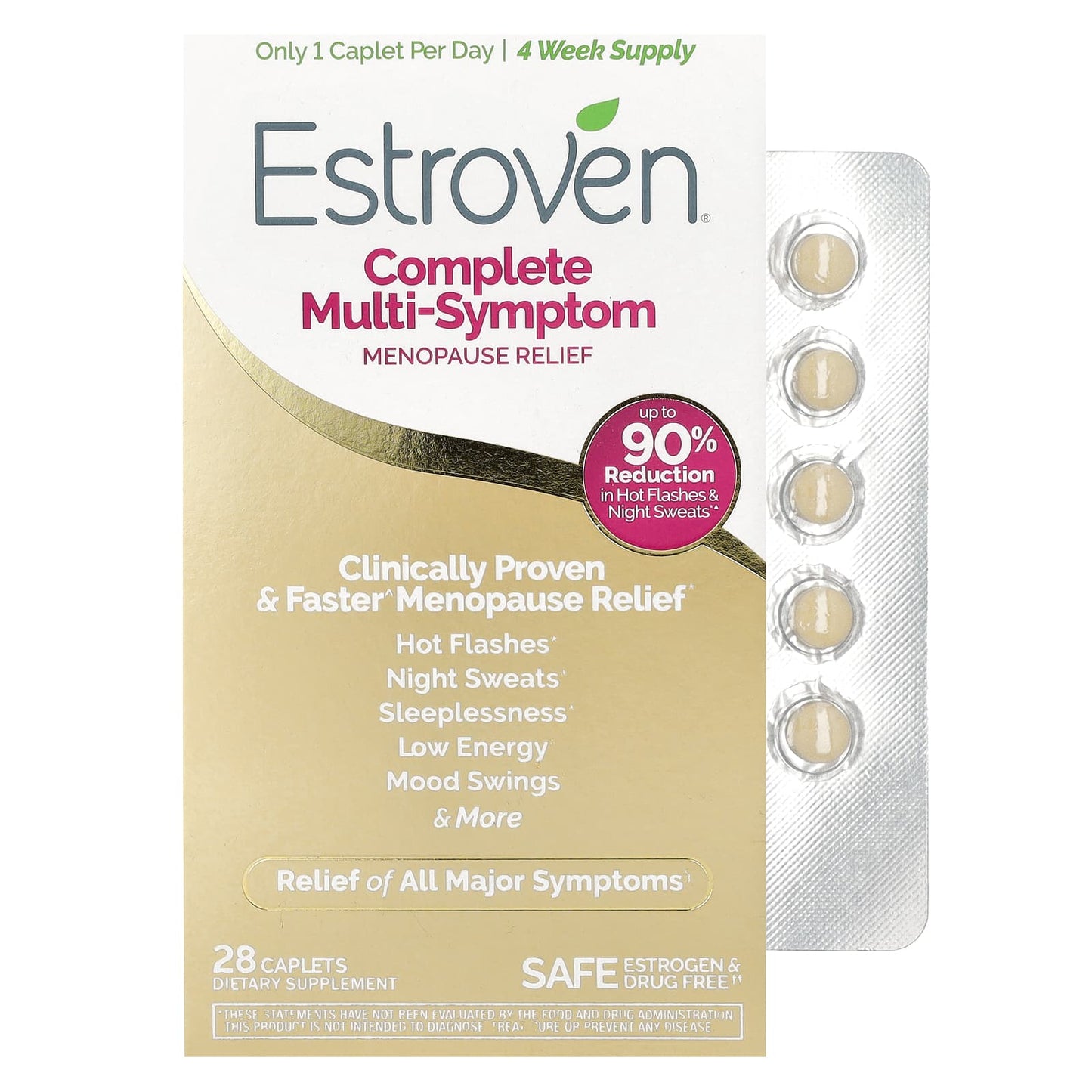 Estroven Complete Menopause Relief, 28 Caplets, Fast Symptom Reduction - Image 1