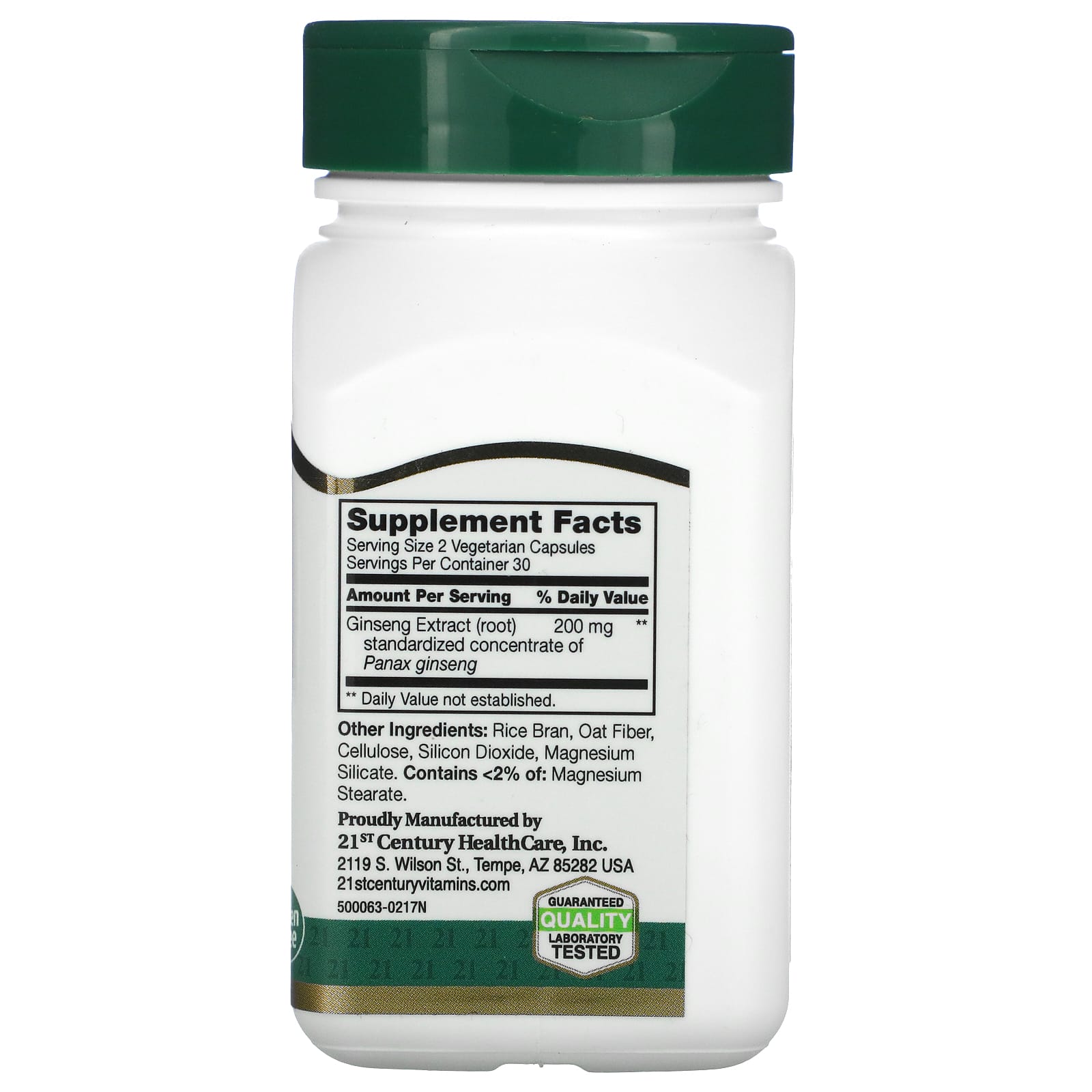 21st Century Standardized Ginseng Energy & Vitality Support - 60 Capsules - Image 2