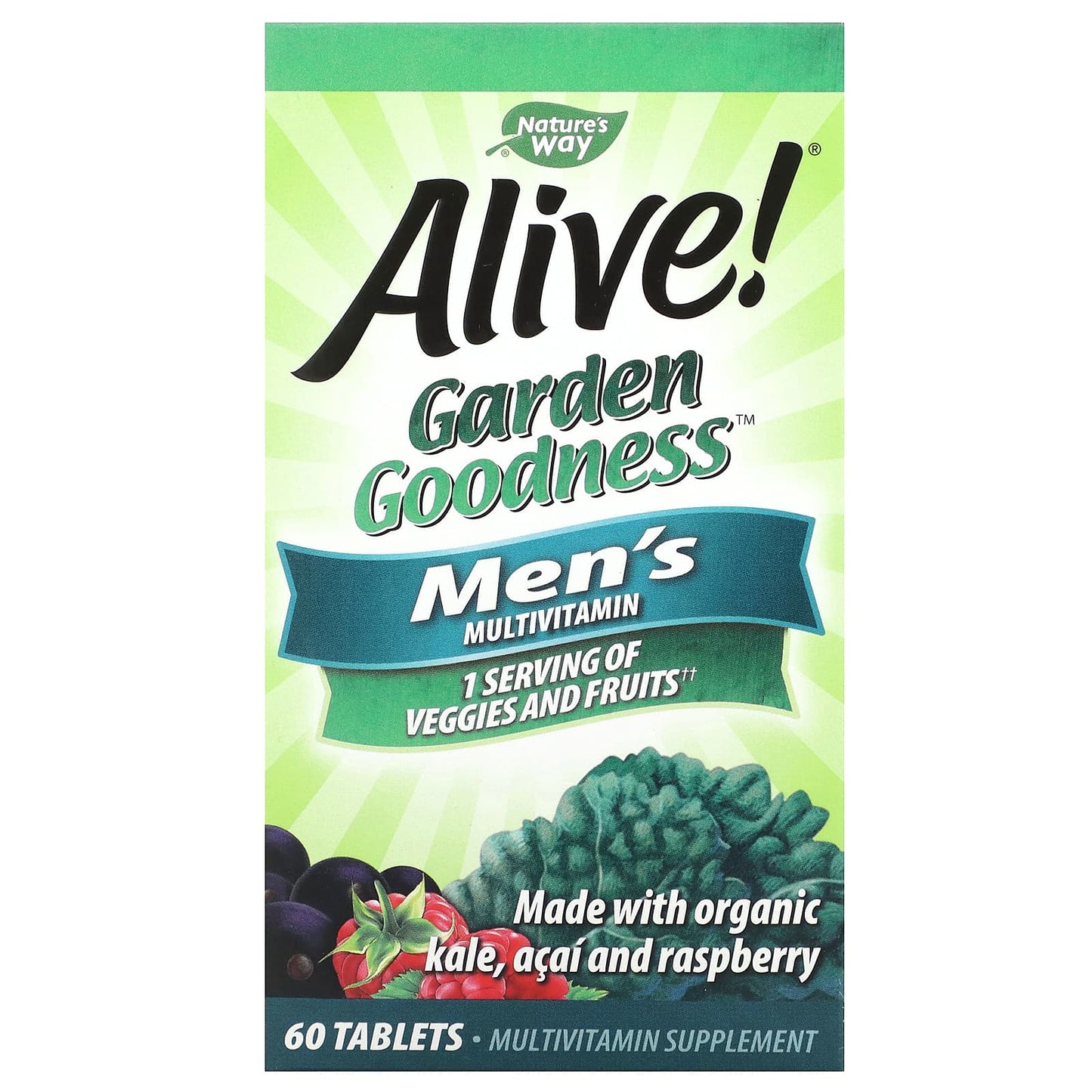 Nature's Way, Alive! Garden Goodness, Men's Multivitamin, 60 Tablets - Image 1