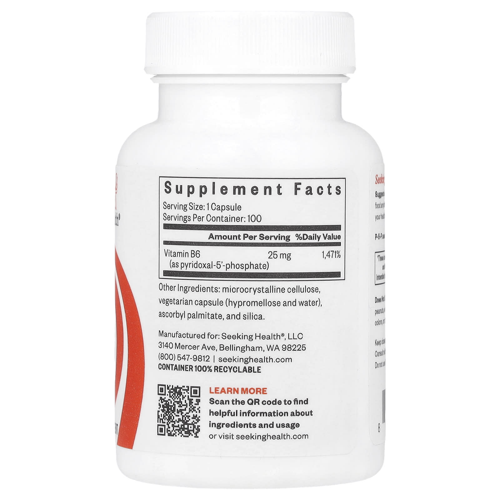 Seeking Health, P-5-P, 25 mg, 100 Capsules - Image 2