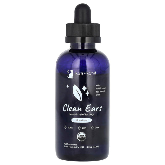 Kin+Kind, Clean Ears, Leave-In Relief for Dogs, 4 fl oz (118 ml) - Image 1