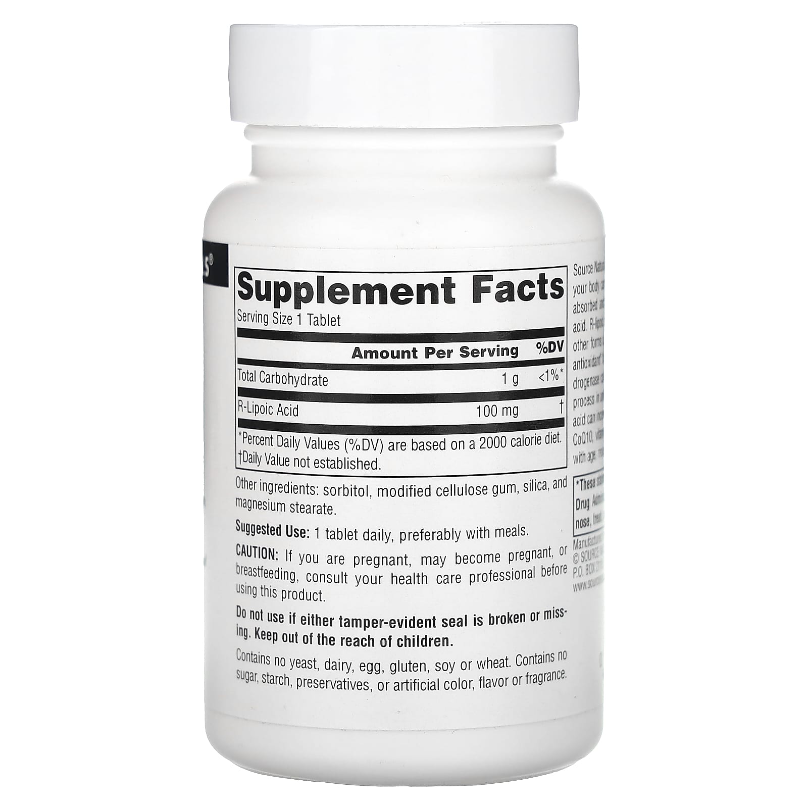 Source Naturals, R-Lipoic Acid, 100 mg, 60 Tablets - Image 2