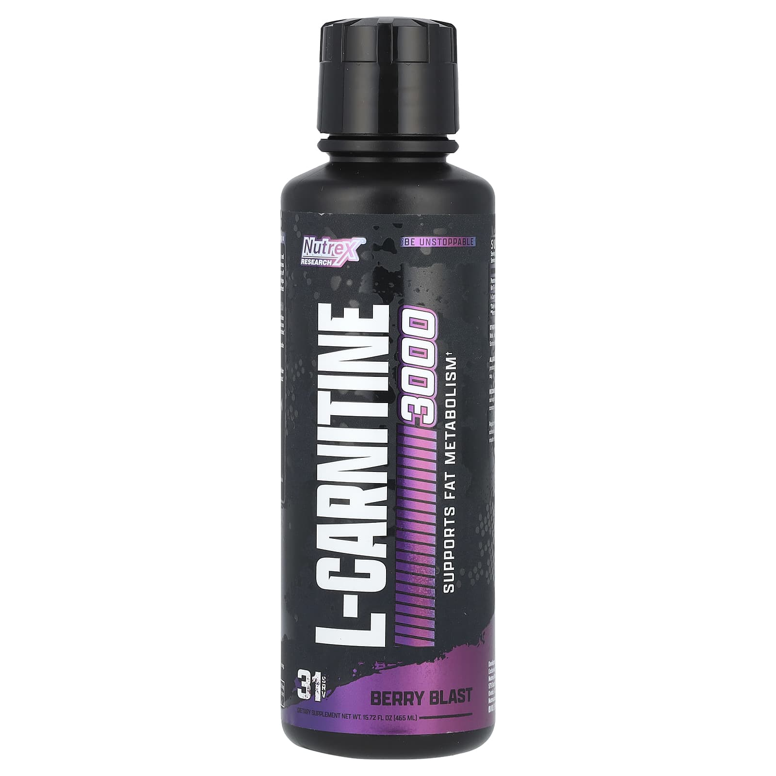 Nutrex Research, L-Carnitine 3000, Berry Blast, 15.72 fl oz (465 ml) - Image 1