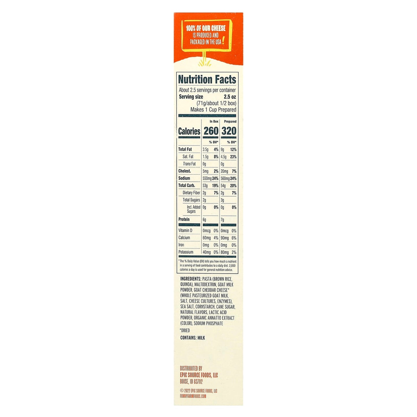 Gluten-Free Goat Milk Cheddar Shells & Cheese by Funny Farm, 6 oz (170g) - Image 2
