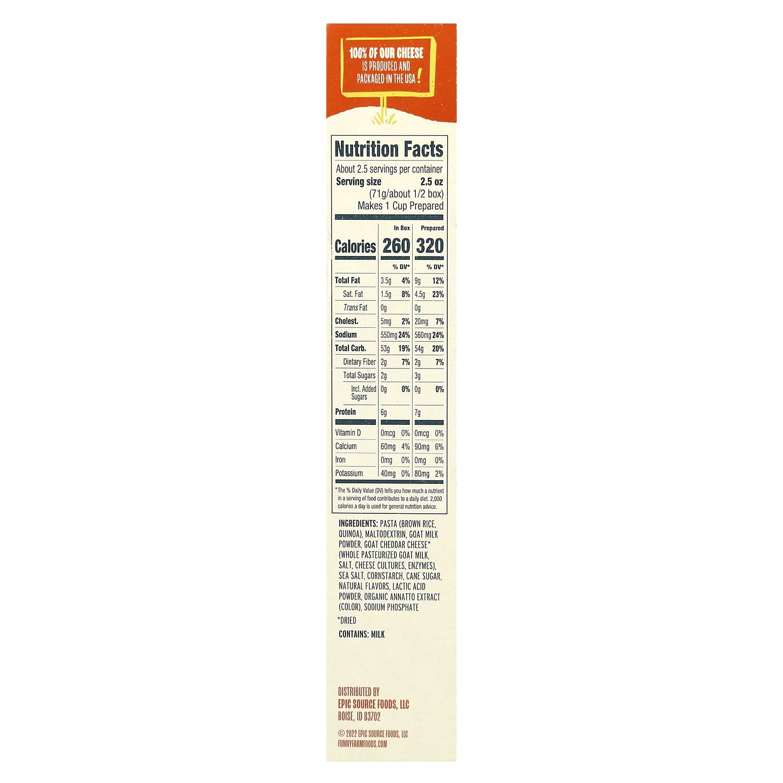 Gluten-Free Goat Milk Cheddar Shells & Cheese by Funny Farm, 6 oz (170g) - Image 2