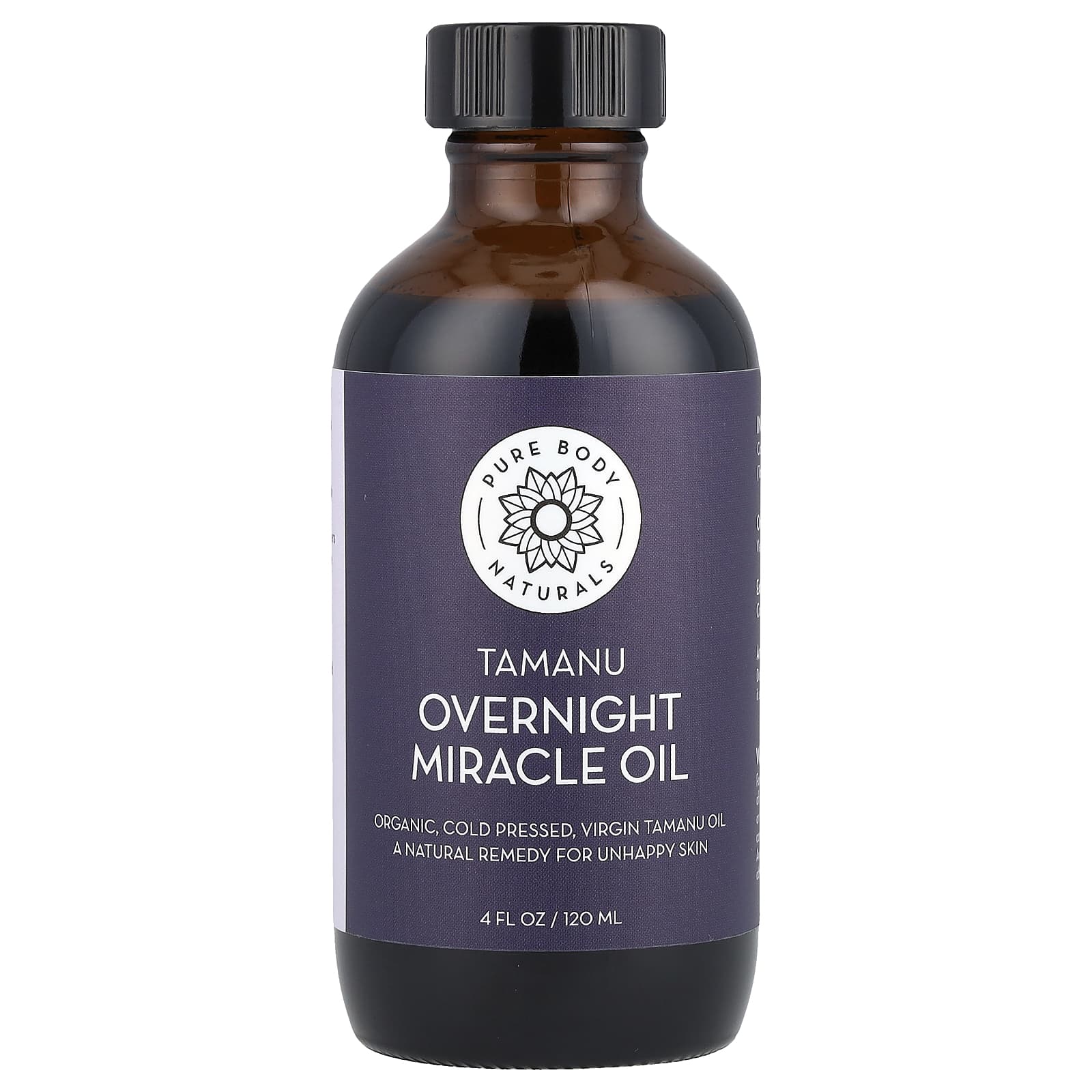 Pure Body Naturals, Tamanu Overnight Miracle Oil, 4 fl oz (120 ml) - Image 1