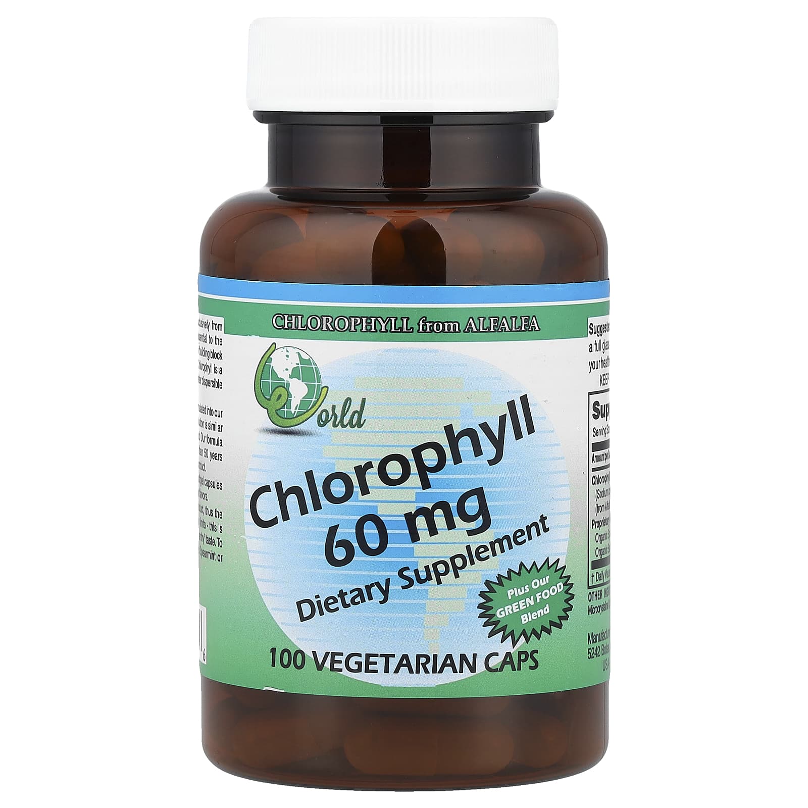 World Organic, Chlorophyll, 60 mg, 100 Vegetarian Caps - Image 1
