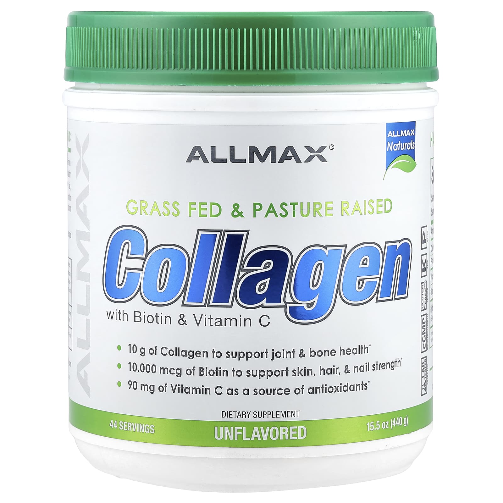 ALLMAX Grass Fed Collagen Protein Supplement 15.5 oz - Image 1