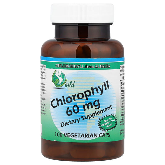 World Organic, Chlorophyll, 60 mg, 100 Vegetarian Caps - Image 1