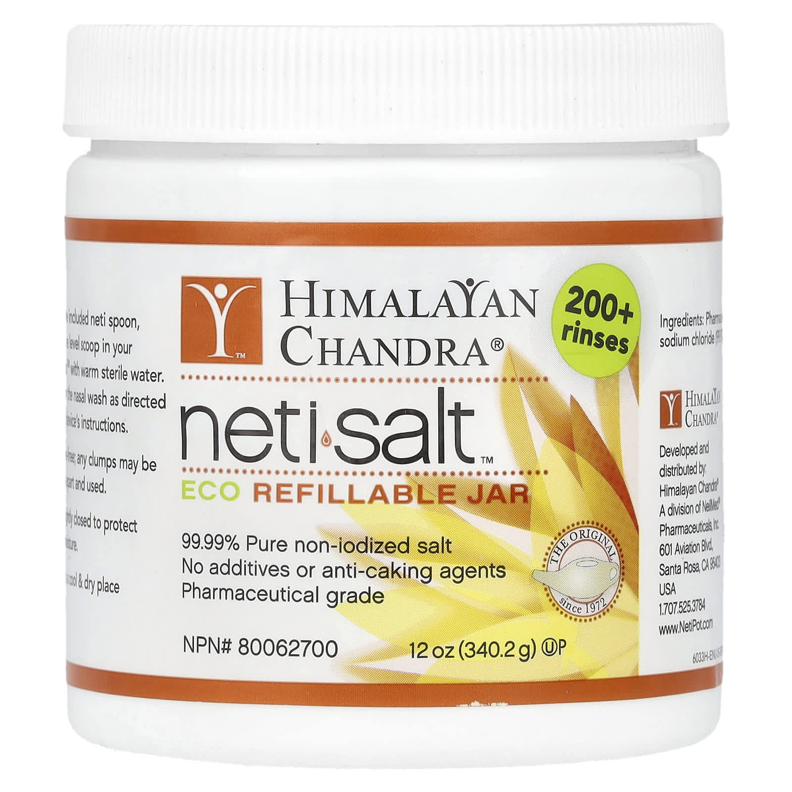 Himalayan Chandra Neti Salt 99.99% Pure Eco Refillable Jar 12 oz - Image 1