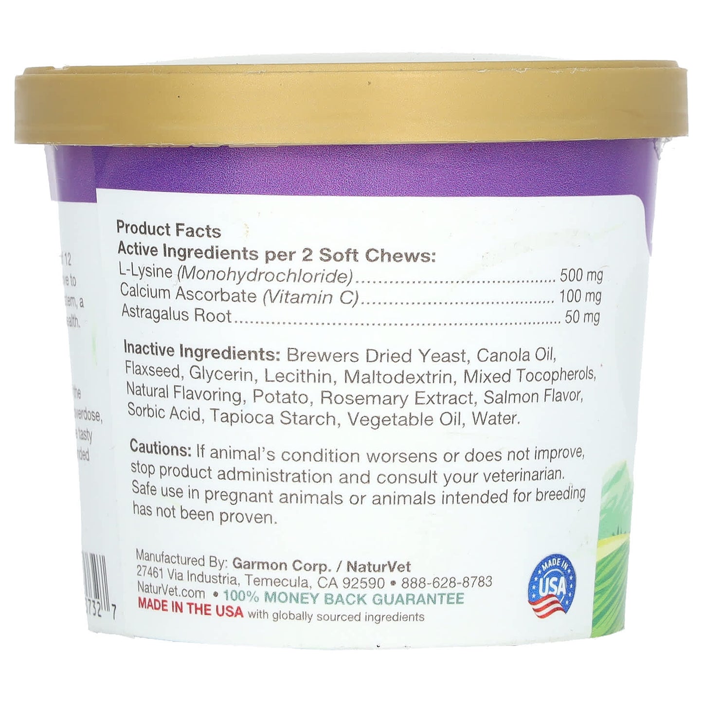 NaturVet, L-Lysine Immune Support + Antioxidants, For Cats, 60 Soft Chews, 3.1 oz (90 g) - Image 2