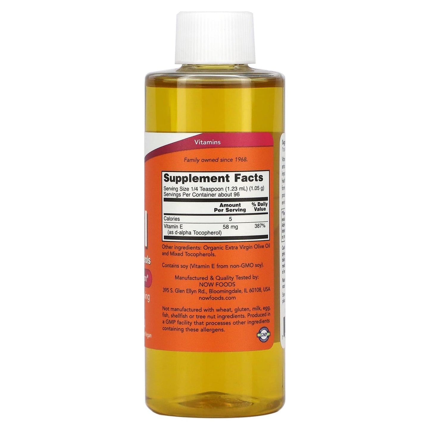 NOW Foods, Vitamin E-Oil with Mixed Tocopherols, 58 mg (87 IU), 4 fl oz (118 ml) - Image 2