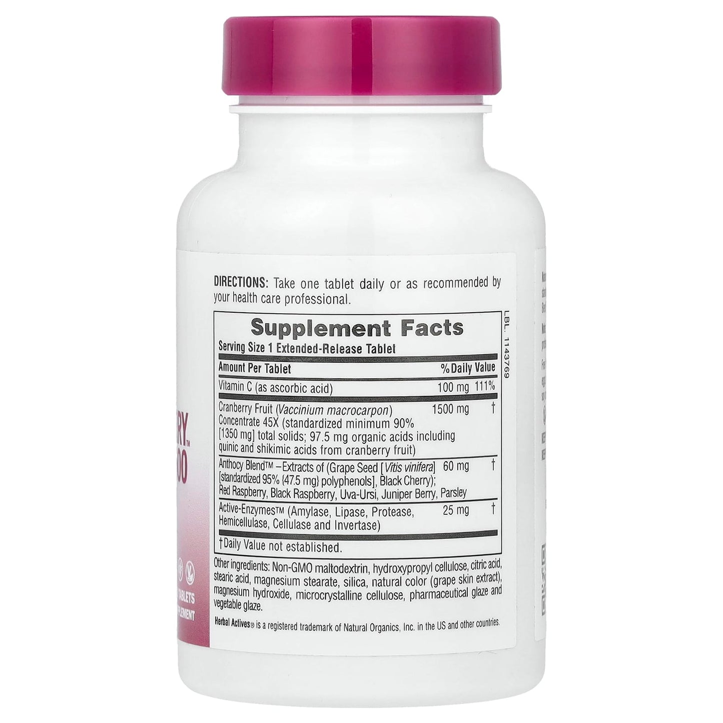 NaturesPlus, Herbal Actives, Ultra Cranberry™ 1500, 30 Tablets
