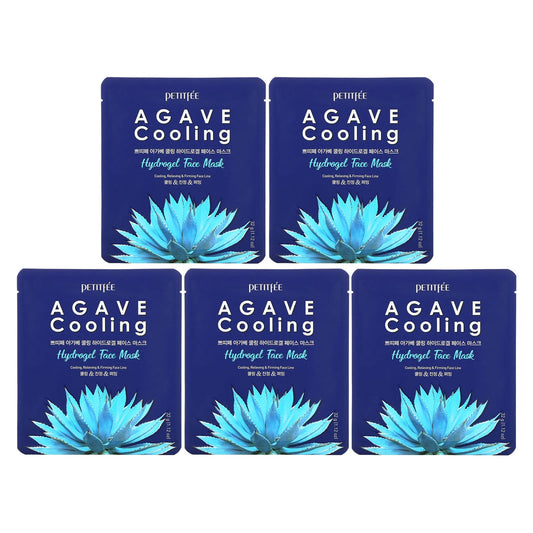 Petitfee, Agave Cooling Hydrogel Beauty Face Mask, 5 Sheets, 1.12 oz (32 g) Each - Image 1