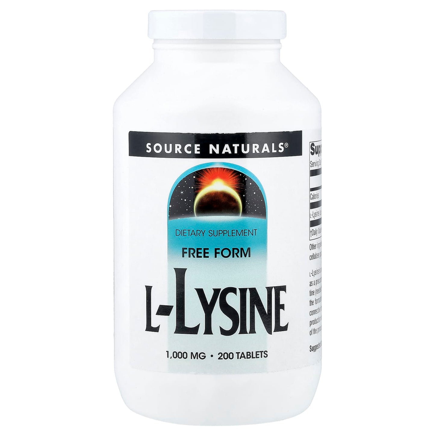Source Naturals, L-Lysine, 1,000 mg, 200 Tablets - Image 1