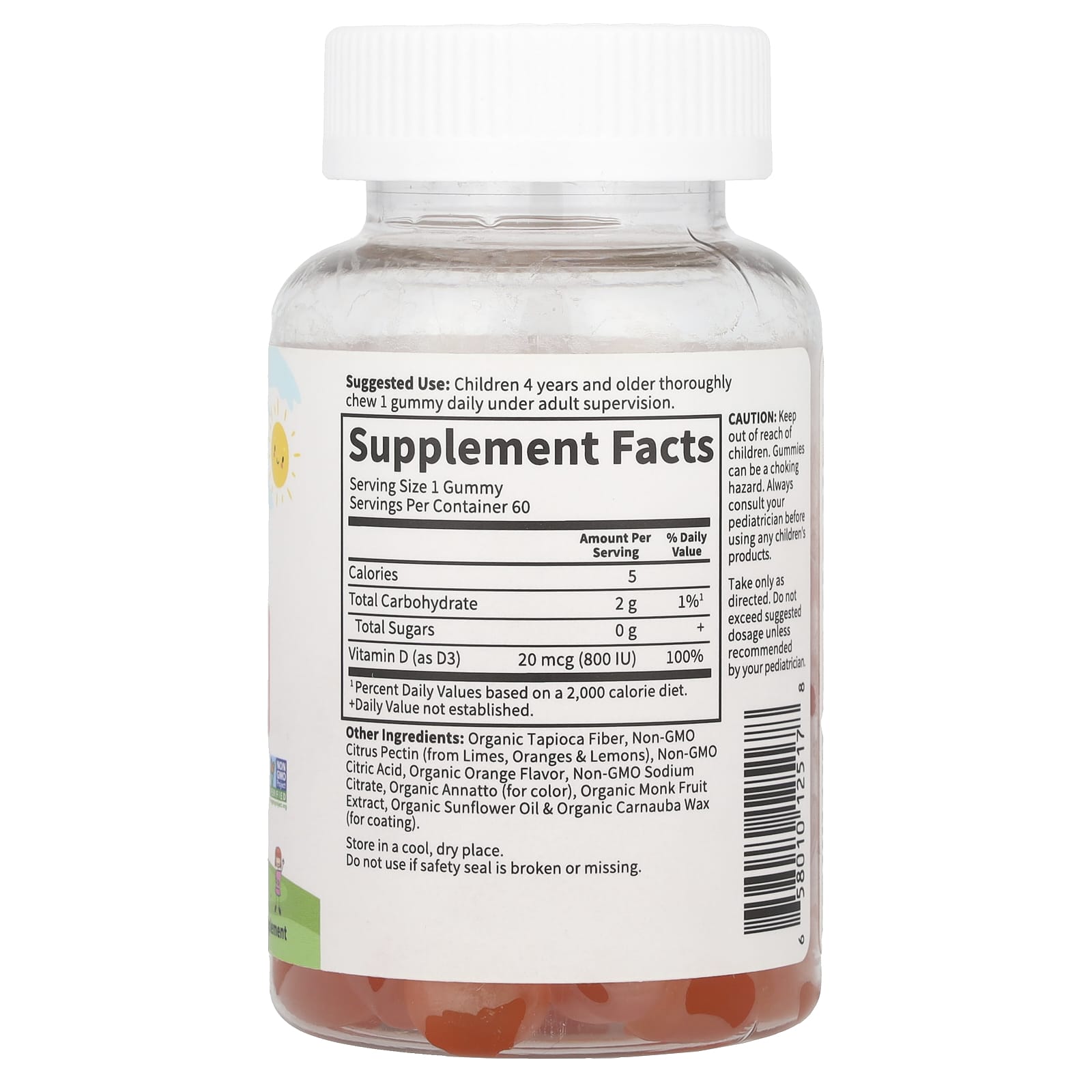 Garden of Life, Kids, Vitamin D3, Orange, 20 mcg (800 IU), 60 Vegetarian Gummies