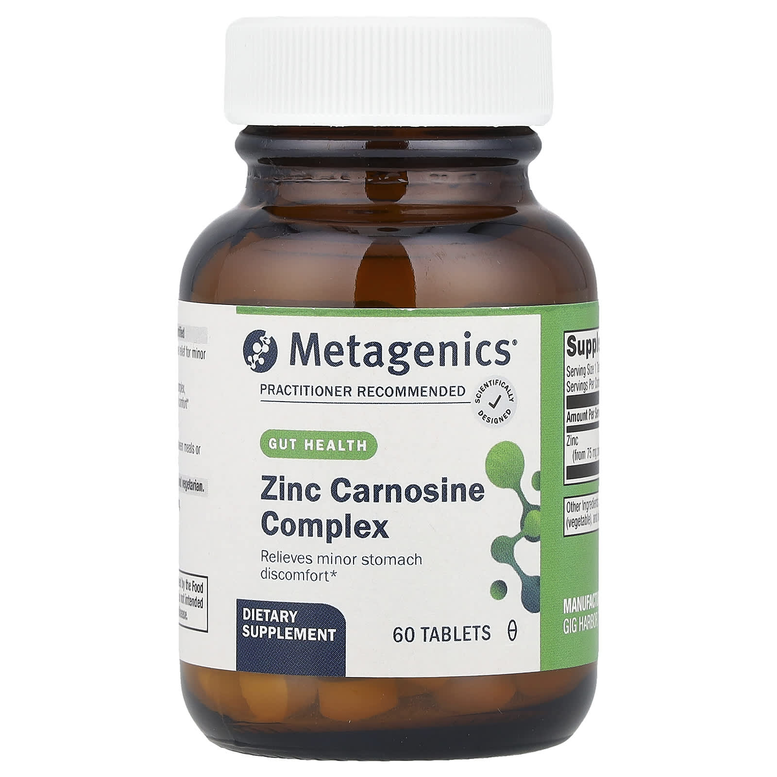 Metagenics, Zinc Carnosine Complex , 17 mg, 60 Tablets - Image 1